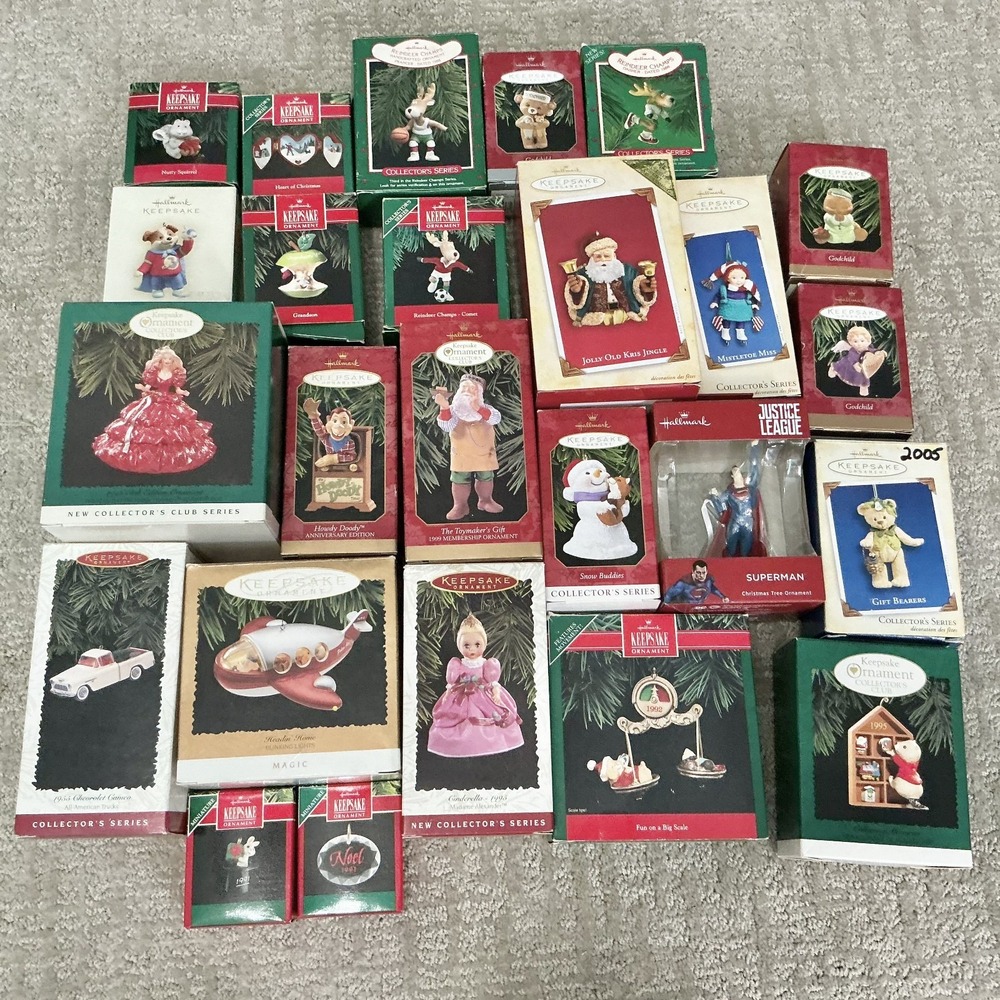 Hallmark Keepsake Christmas Ornament LOT of 25 Pieces Santa Barbie Cars Mice